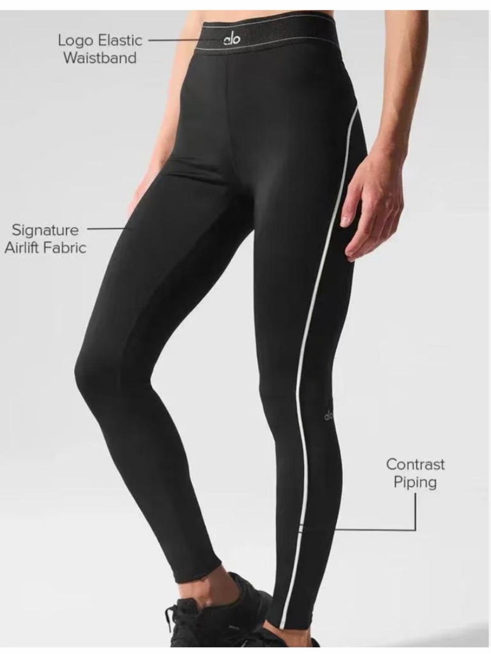 ALO Yoga Black Leggings with White Contrast stretch M